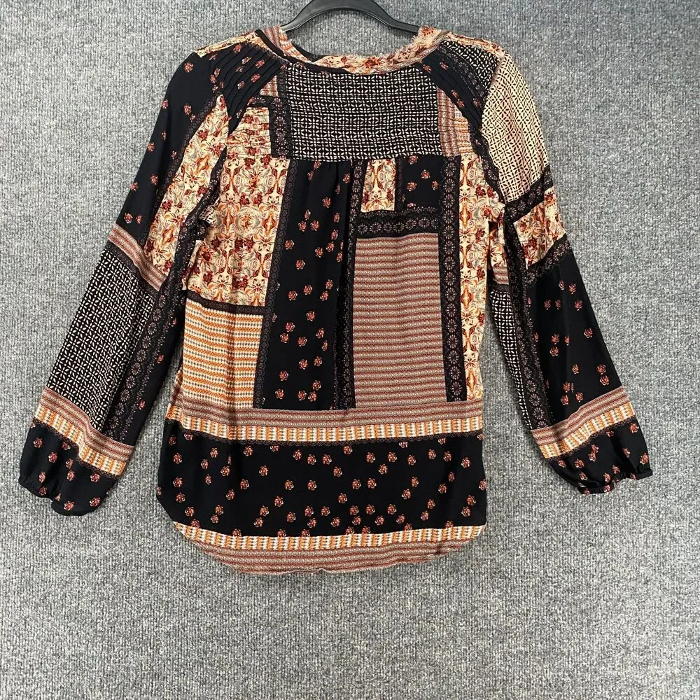 Daniel Rainn Top Size M Patchwork Button Up Boho Prairie Hippie‎ Peasant Western